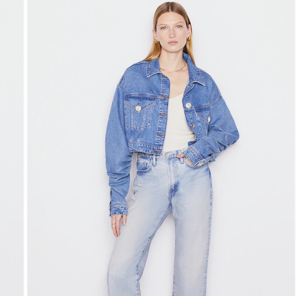 Frame Crop Denim Trucker Jacket
